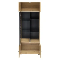 Vitrine Élégante Effet Bois avec Portes Battantes et 6 Étagères Design Moderne, naturel(m-7)