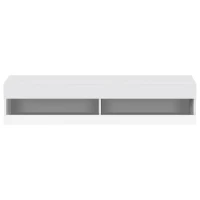 Meuble TV scandinave blanc avec éclairage LED, design moderne et spacieux, Blanc(m-2)