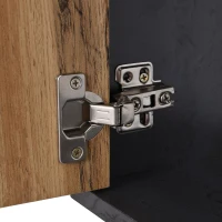 Meuble TV à roulette mobile pour écran jusqu'à 90 pouces en bois foncé avec veinures grises, 3 portes et espace ouvert, Gris(m-8)