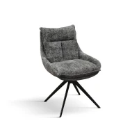 PAZZO DESIGN Sedia Biagio Grigio set da 2 sedie con rivestimento in tessuto e gambe in metallo(m-1)