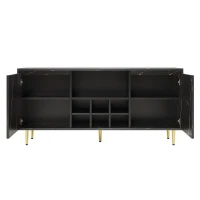 Buffet scandinave avec porte-bouteille et rangement, Noir(m-7)