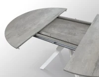 PAZZO DESIGN Tavolo Allungabile con Gambe Incrociate rotondo, Made in Italy, Basamento bianco, Grigio cemento(m-5)