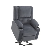 Fauteuil de Relaxation Électrique releveur, Massage Chauffant, 2 Porte-gobelets et Télécommande, Gris(m-2)
