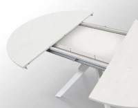 PAZZO DESIGN Tavolo Allungabile con Gambe Incrociate rotondo, Made in Italy, Basamento bianco, Bianco frassinato(m-5)