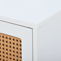 Buffet moderne avec 3 portes en rotin et poignées en métal, pour maison et bureau, Blanc(m-7)