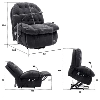 Fauteuil de Relaxation Électrique Massant et Chauffant avec support Téléphone, Télécommande et Poche Latérale - Design Moderne, Gris(m-3)