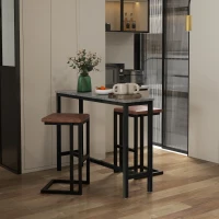 HOMCOM Set 2 Taburete de Bar Stil Vintage Industrial Imitaţie de piele şi Metal(m-11)
