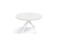 PAZZO DESIGN Tavolo Allungabile con Gambe Incrociate rotondo, Made in Italy, Basamento bianco, Bianco frassinato(m-1)