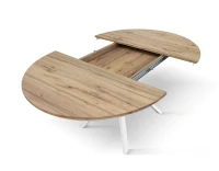 PAZZO DESIGN Tavolo Allungabile con Gambe Incrociate rotondo, Made in Italy, Basamento bianco, Rovere rustico(m-5)