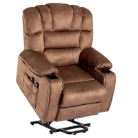 Fauteuil de massage électrique de luxe pour seniors, inclinable, chauffant, avec porte-gobelet, poches, télécommande et pédale,  idéal pour salon et chambre, Marron(m-2)