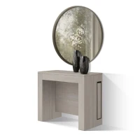 PAZZO DESIGN Tavolo Consolle Allungabile con porta prolunghe, Olmo Perla, Made in Italy, da 45 a 300 cm(m-1)