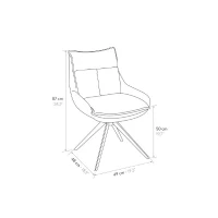 PAZZO DESIGN Sedia Biagio Grigio set da 2 sedie con rivestimento in tessuto e gambe in metallo(m-4)