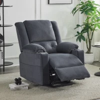 Fauteuil de Relaxation Électrique releveur, Massage Chauffant, 2 Porte-gobelets et Télécommande, Gris(m-1)