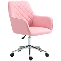 Vinsetto Office Desk Chair, Leather-Feel Fabric Computer Swivel Chair with Rolling Wheels and Adjustable Height for Home, Pink(m-11)