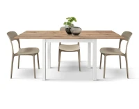 PAZZO DESIGN Tavolo allungabile, Rovere Rustico, Nobilitato, Made in Italy, Basamento Bianco, 90 x 90 x 76,5 cm(m-4)