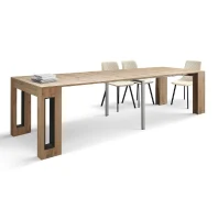 PAZZO DESIGN Tavolo Consolle Allungabile con porta prolunghe, Rovere Rustico, Made in Italy, da 45 a 300 cm(m-2)