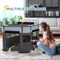 PawHut Foldable Dog Pen with Storage Bag for Indoor/Outdoor Use - Grey(m-5)