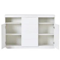 Buffet Moderne Multifonction avec Éclairage RGB, 2 Portes et 4 Tiroirs - Meuble TV Scandinave, Blanc(m-2)