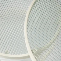 Ensemble de 2 tables basses gigognes rondes avec plateau en verre strié, polyvalentes et élégantes, Blanc(m-6)