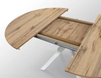PAZZO DESIGN Tavolo Allungabile con Gambe Incrociate rotondo, Made in Italy, Basamento bianco, Rovere rustico(m-6)
