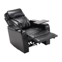 Fauteuil de Relaxation Électrique avec Port USB, Tablette Pivotante à 360°, Porte-gobelet et revêtement PU, Noir(m-7)