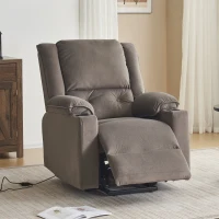 Fauteuil de Relaxation Électrique Massant et Chauffant releveur, 2 Porte-gobelets et Télécommande, Marron(m-1)