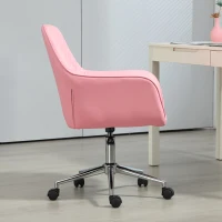 Vinsetto Office Desk Chair, Leather-Feel Fabric Computer Swivel Chair with Rolling Wheels and Adjustable Height for Home, Pink(m-8)