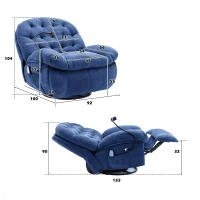 Fauteuil de Relaxation Pivotant à 360° Massant et Chauffant avec support téléphone et Poche Latérale, Bleu(m-3)