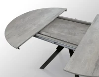 PAZZO DESIGN Tavolo Allungabile con Gambe Incrociate rotondo, Made in Italy, Basamento Nero, Grigio cemento(m-5)