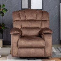 Fauteuil de massage électrique de luxe pour seniors, inclinable, chauffant, avec porte-gobelet, poches, télécommande et pédale,  idéal pour salon et chambre, Marron(m-4)