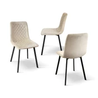 PAZZO DESIGN Sedia Arianna set da 4 sedie beige in velluto e gambe in metallo(m-2)