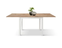 PAZZO DESIGN Tavolo allungabile, Rovere Rustico, Nobilitato, Made in Italy, Basamento Bianco, 90 x 90 x 76,5 cm(m-2)