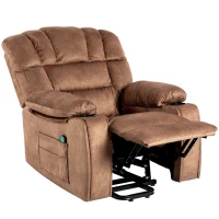 Fauteuil de massage électrique de luxe pour seniors, inclinable, chauffant, avec porte-gobelet, poches, télécommande et pédale,  idéal pour salon et chambre, Marron(m-8)