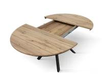 PAZZO DESIGN Tavolo Allungabile con Gambe Incrociate rotondo, Made in Italy, Basamento Nero, Rovere rustico(m-4)