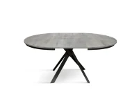 PAZZO DESIGN Tavolo Allungabile con Gambe Incrociate rotondo, Made in Italy, Basamento Nero, Grigio cemento(m-3)