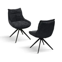 PAZZO DESIGN Sedia Biagio Nero set da 2 sedie con rivestimento in tessuto e gambe in metallo(m-2)