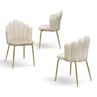 PAZZO DESIGN Sedia Sissi Panna set da 4 in velluto e gambe in metallo(m-2)