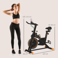 HOMCOM Exercise Bike, Indoor Cycling, with LCD Display, Heart Rate, Sensor - Black and Orange(m-3)