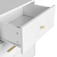 Buffet Élégant avec 7 Tiroirs, Poignées et Pieds dorés, Blanc(m-9)