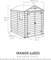 Keter Casetta da Giardino Manor 6x8, Grigia, 185,8 X 236,8 X 227 h(m-3)