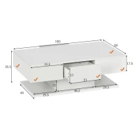 Table Basse Moderne avec 2 Tiroirs et Éclairage LED Multicolore, Blanc(m-3)