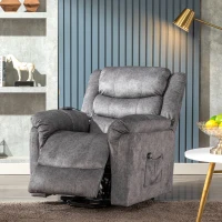 Fauteuil releveur électrique et inclinable avec fonction massage et chauffant, revêtement tissu, Gris(m-5)