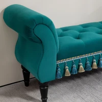 HOMCOM Tapicerowana ławka, Ławka w stylu vintage, do 150 kg, 117x40x58 cm, Zielony(m-9)