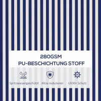 Outsunny Sonnenmarkise Markise Terrassenmarkise, inkl. Handkurbel, wetterbeständig, 396 cm x 300 cm, Blau + Weiß(m-6)