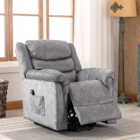 Fauteuil releveur électrique et inclinable avec fonction massage et chauffant, revêtement tissu, Gris(m-1)