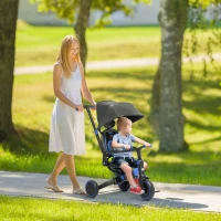 AIYAPLAY 3 in 1 Kids Tricycle, Baby Trike with Parent Handle - Blue(m-10)