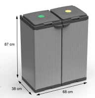 MONGARDI Mobile Portasacco Bis per Raccolta differenziata, in Plastica,  68L x 38P x 87H cm(m-4)