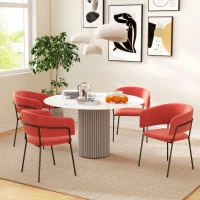 HOMCOM Lot de 2 chaises de salle à manger pieds en acier, assise rembourrée en tissu aspect velours, orange(m-7)