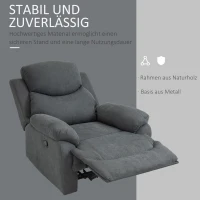 HOMCOM Sessel mit Liegefunktion für Wohnzimmer, 150° neigbar, Leinenoptik, Dunkelgrau(m-7)