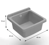 MONGARDI Lavandino pilozzo a muro da esterno 40x40x19, colore CEMENTO(m-4)